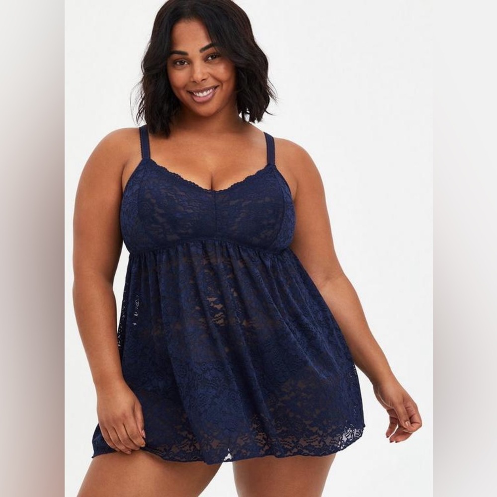 Torrid Elegant Lace Babydoll in Navy Blue NWT
